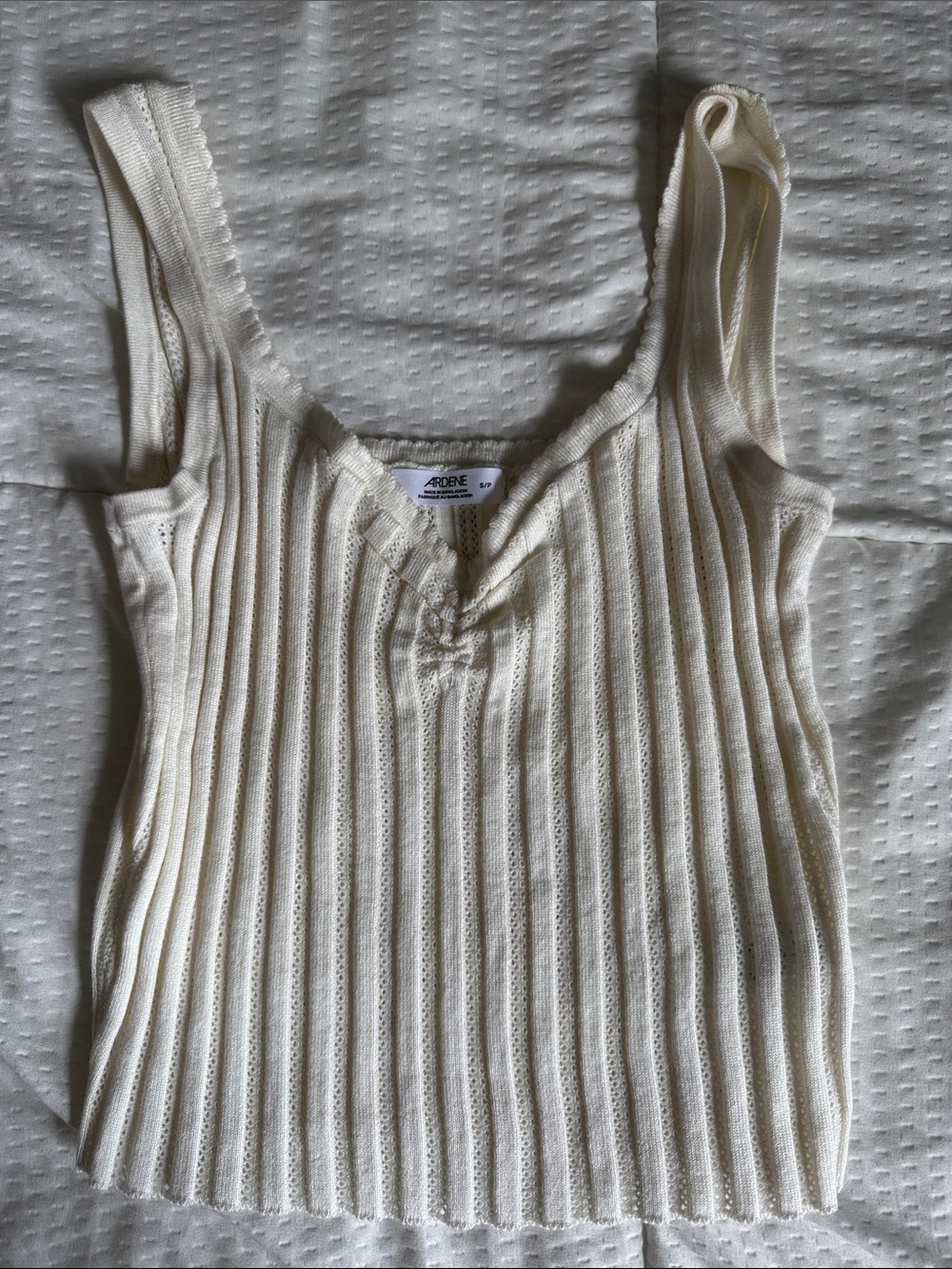 Ardene Cream Ribbed Scoop Neck Tank